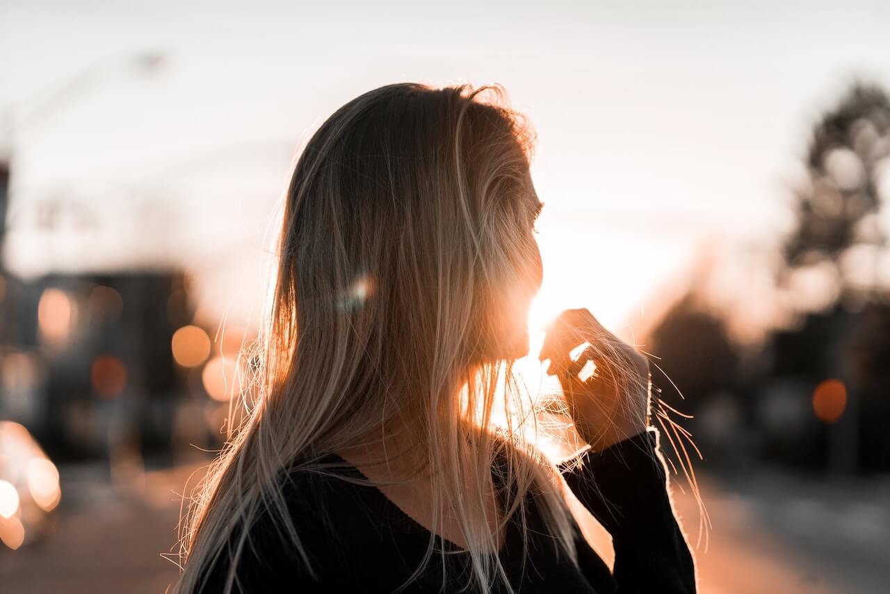 blond woman in the sun