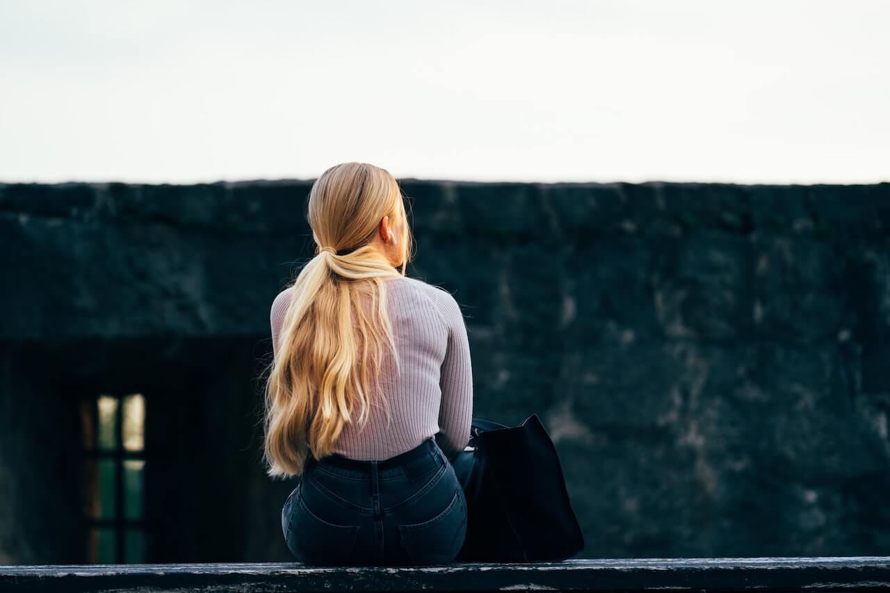 Blonde woman with long hair