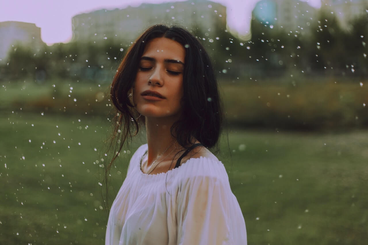 woman in the rain
