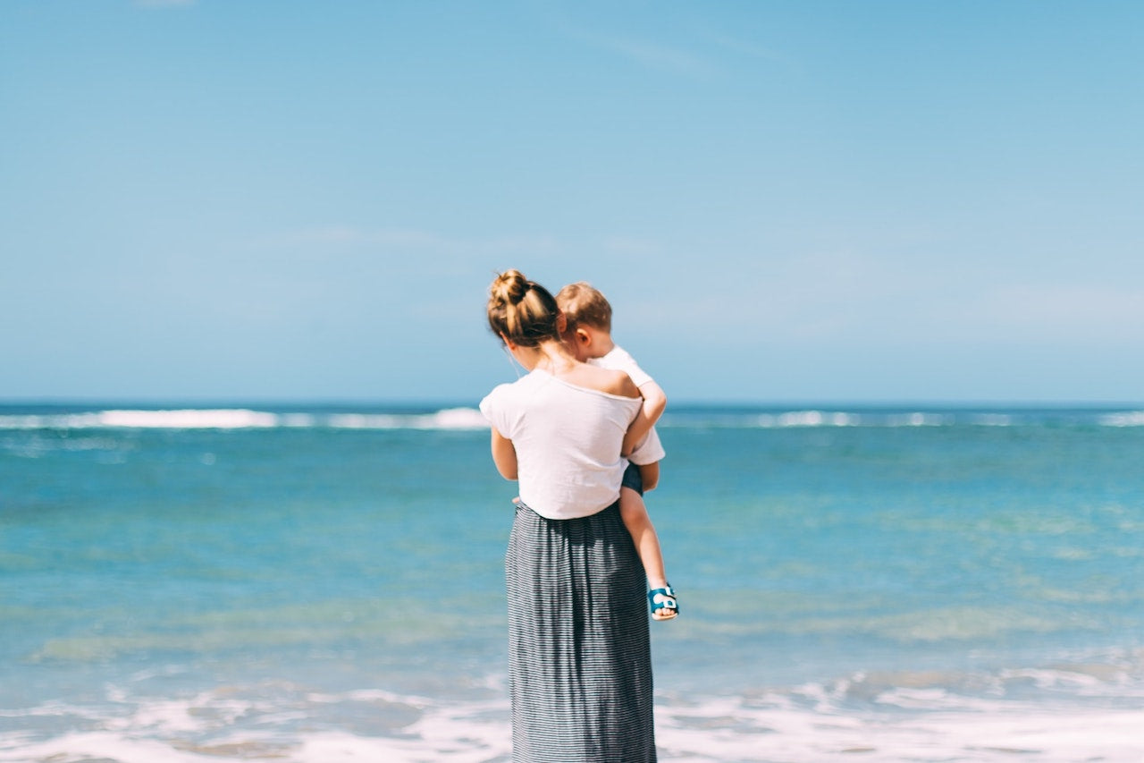 Mom and toddler at the beach