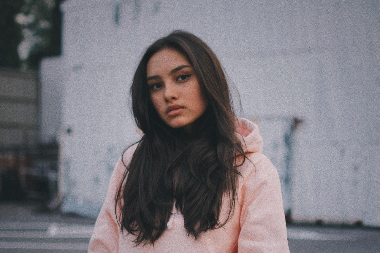 Woman with long brown hair