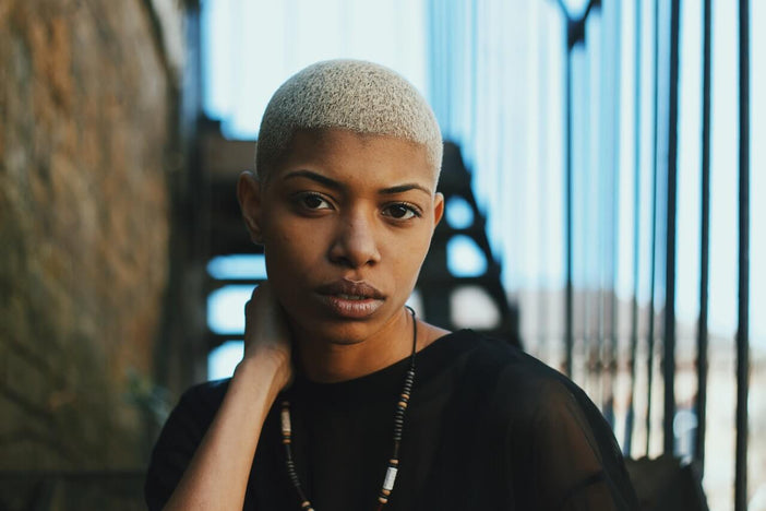 black woman shaved bleached hair