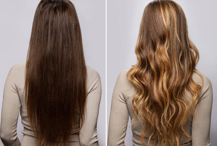 Woman hair color before and after