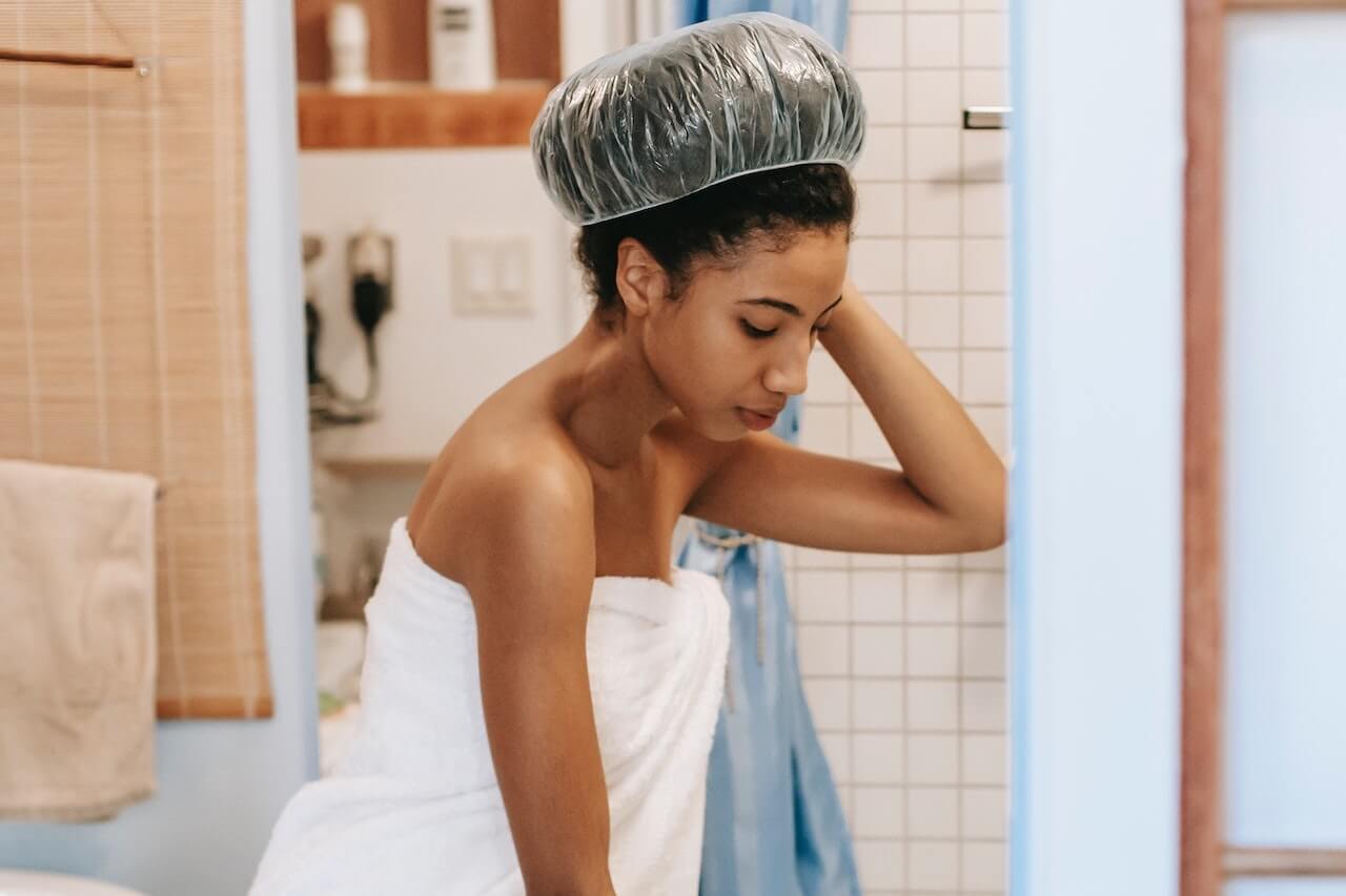 Woman using a hair mask