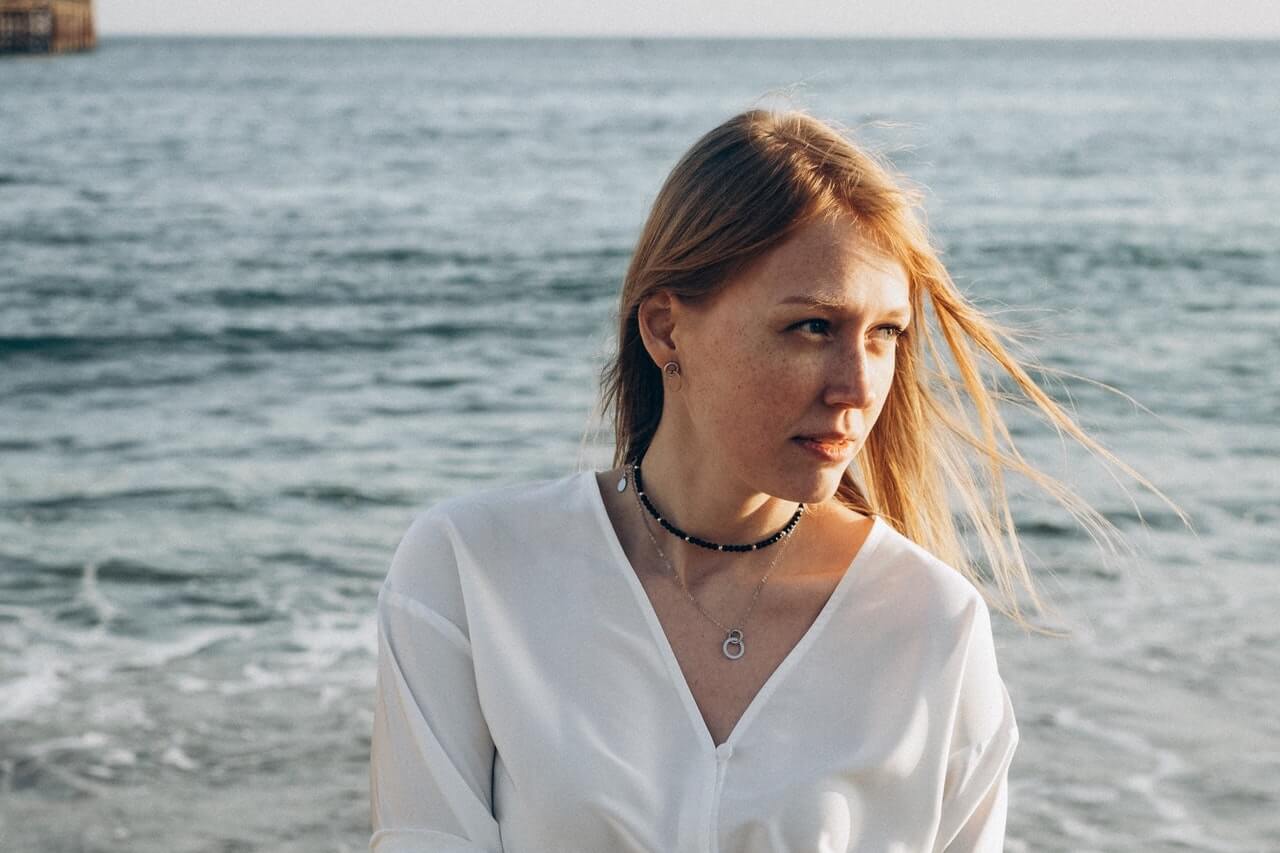 Blonde woman at the beach