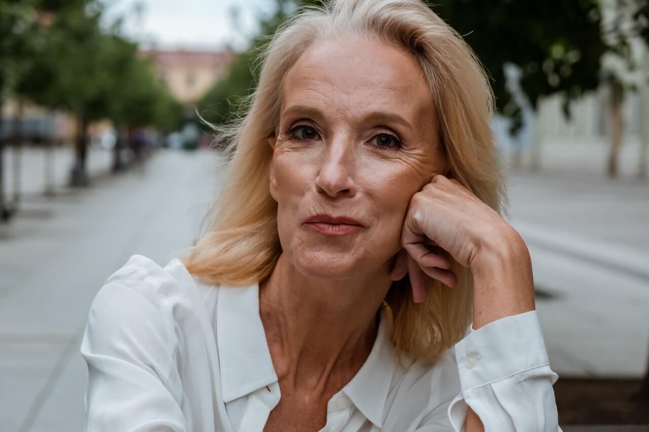 Woman with white hair