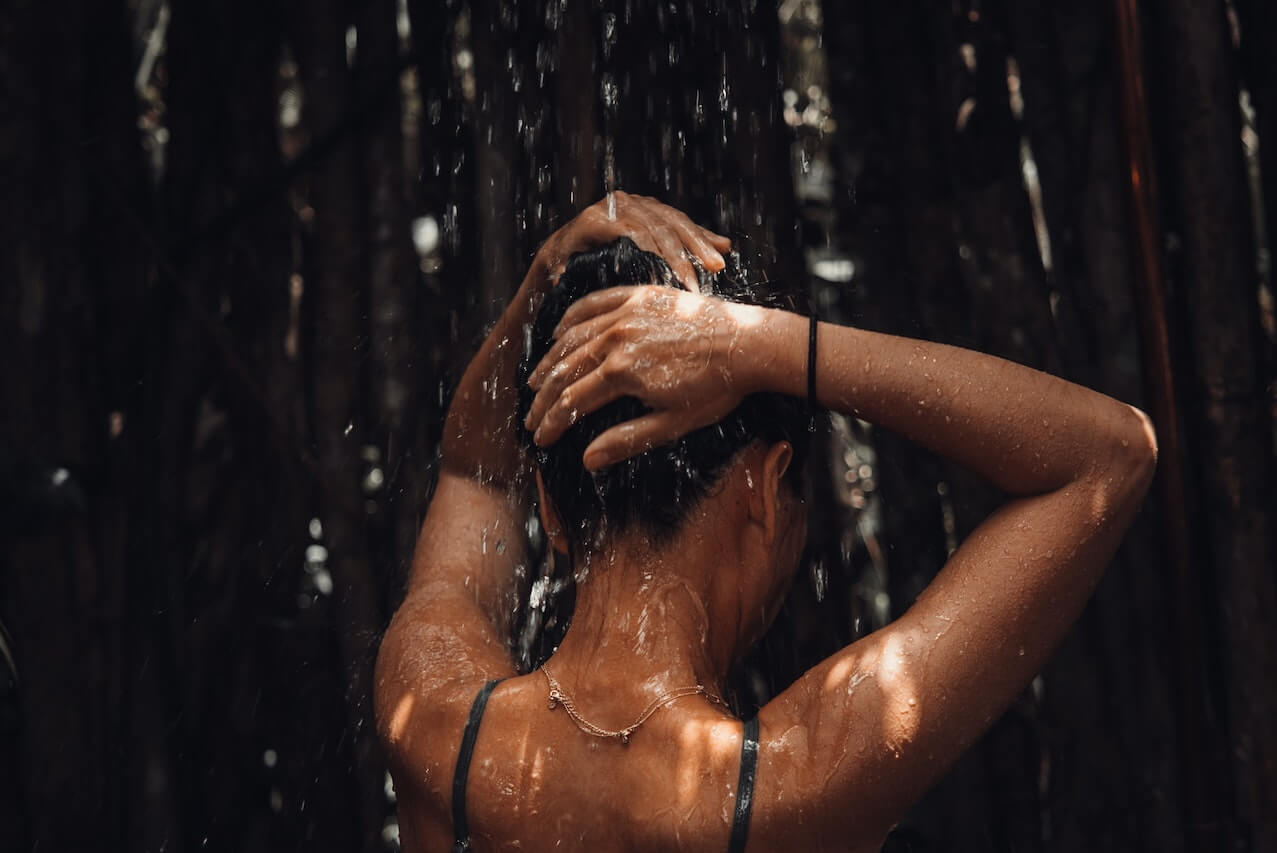 woman washing hair