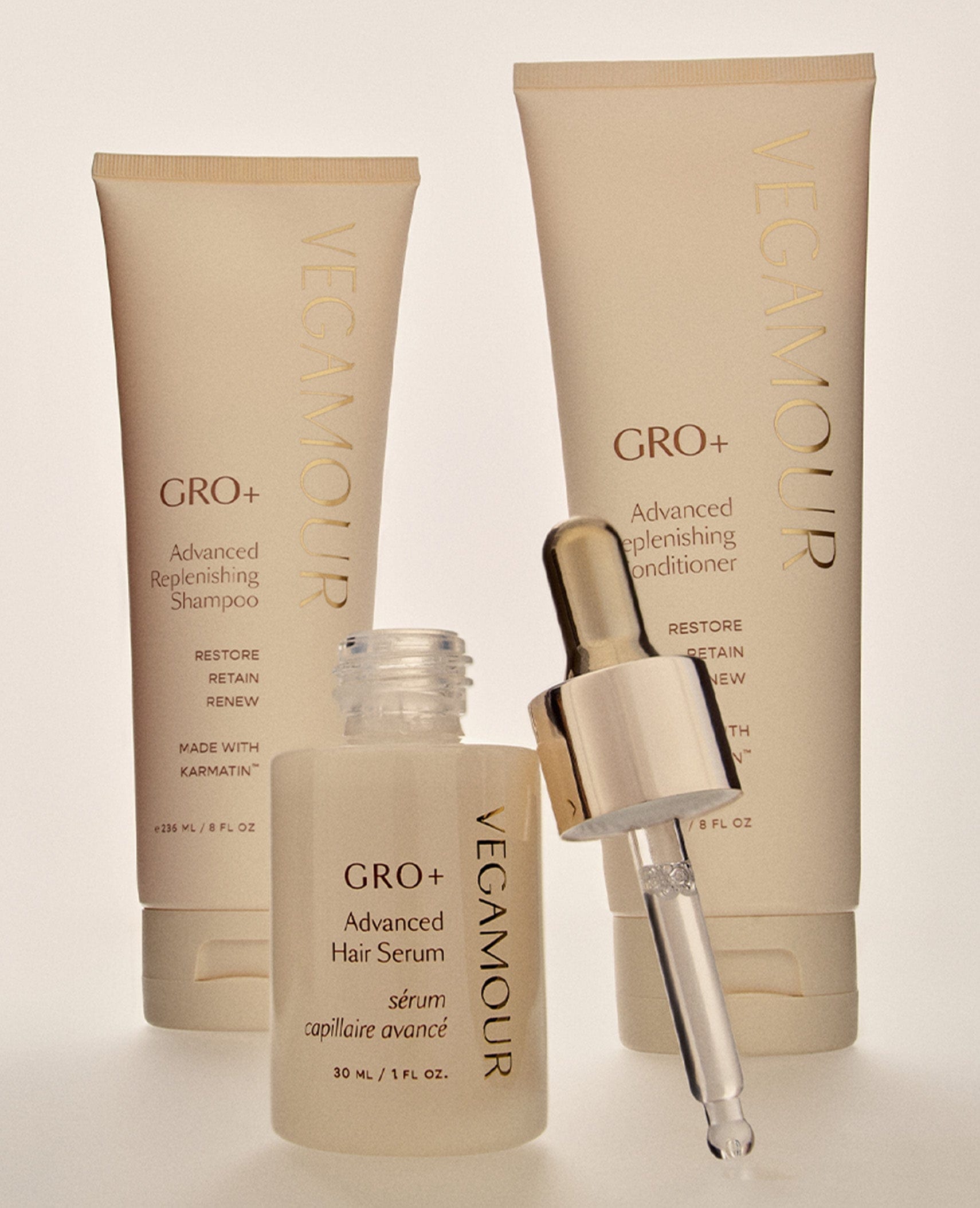 GRO+ Advanced Essentials Kit | Hemp Shampoo, Conditioner & Serum | VEGAMOUR